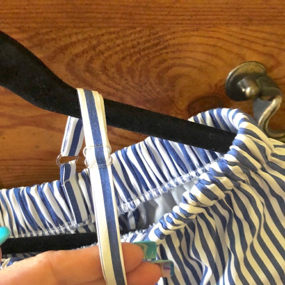 BCX Blue Striped Off The Shoulder Blouse - Picture 6 of 6